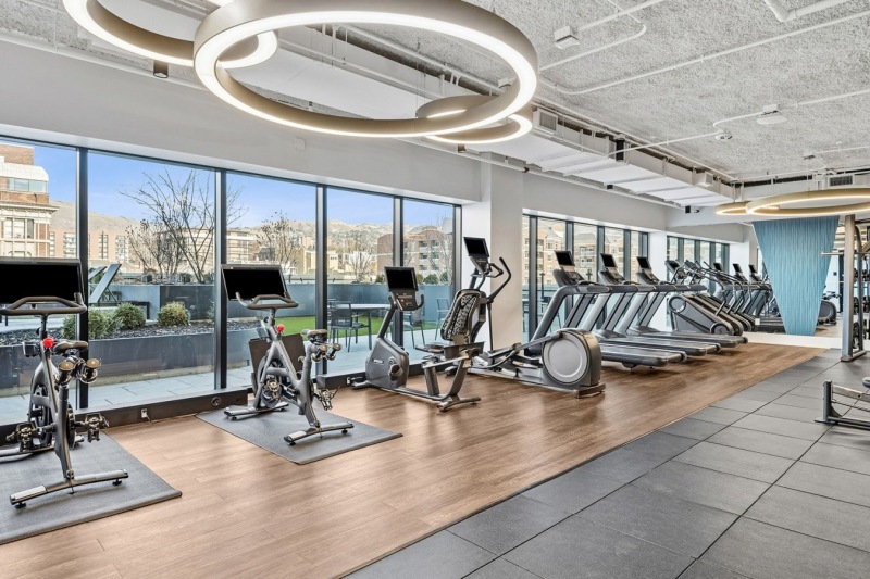 a gym with exercise equipment