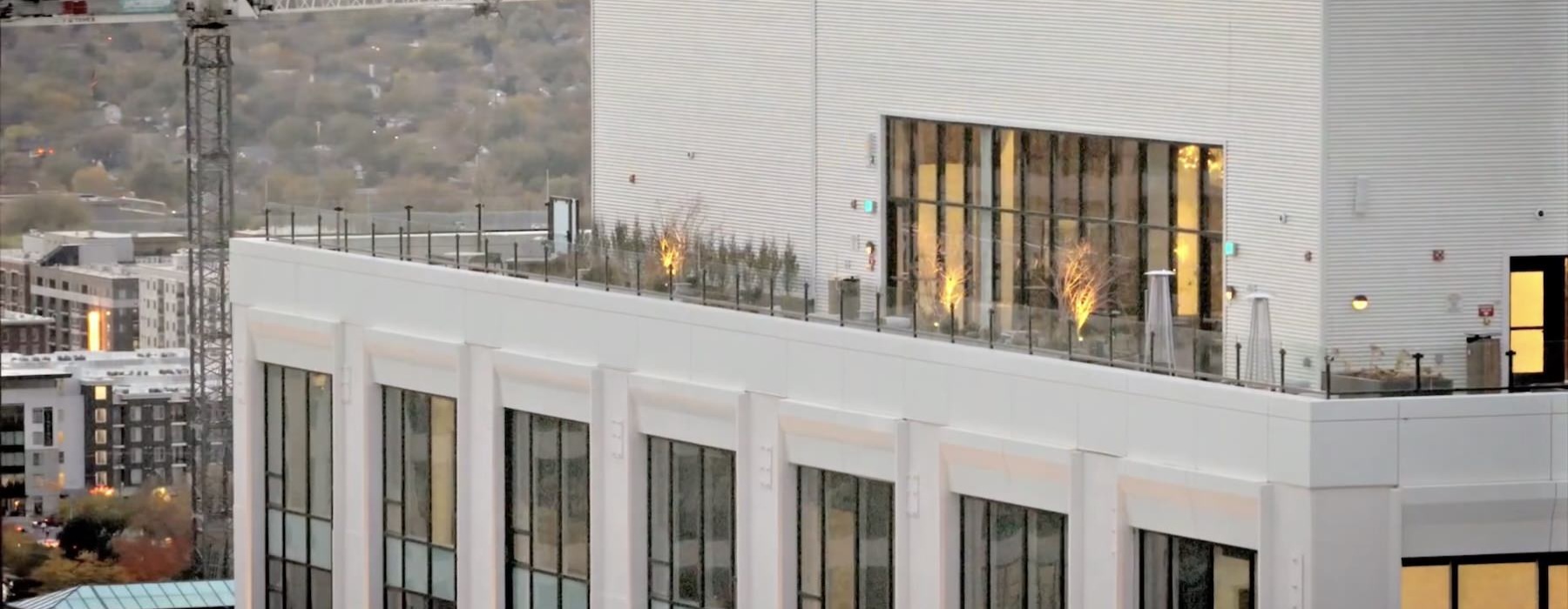 an aerial view of a building